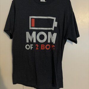 Mom of 2 Boys Low Battery Gray Graphic T-Shirt